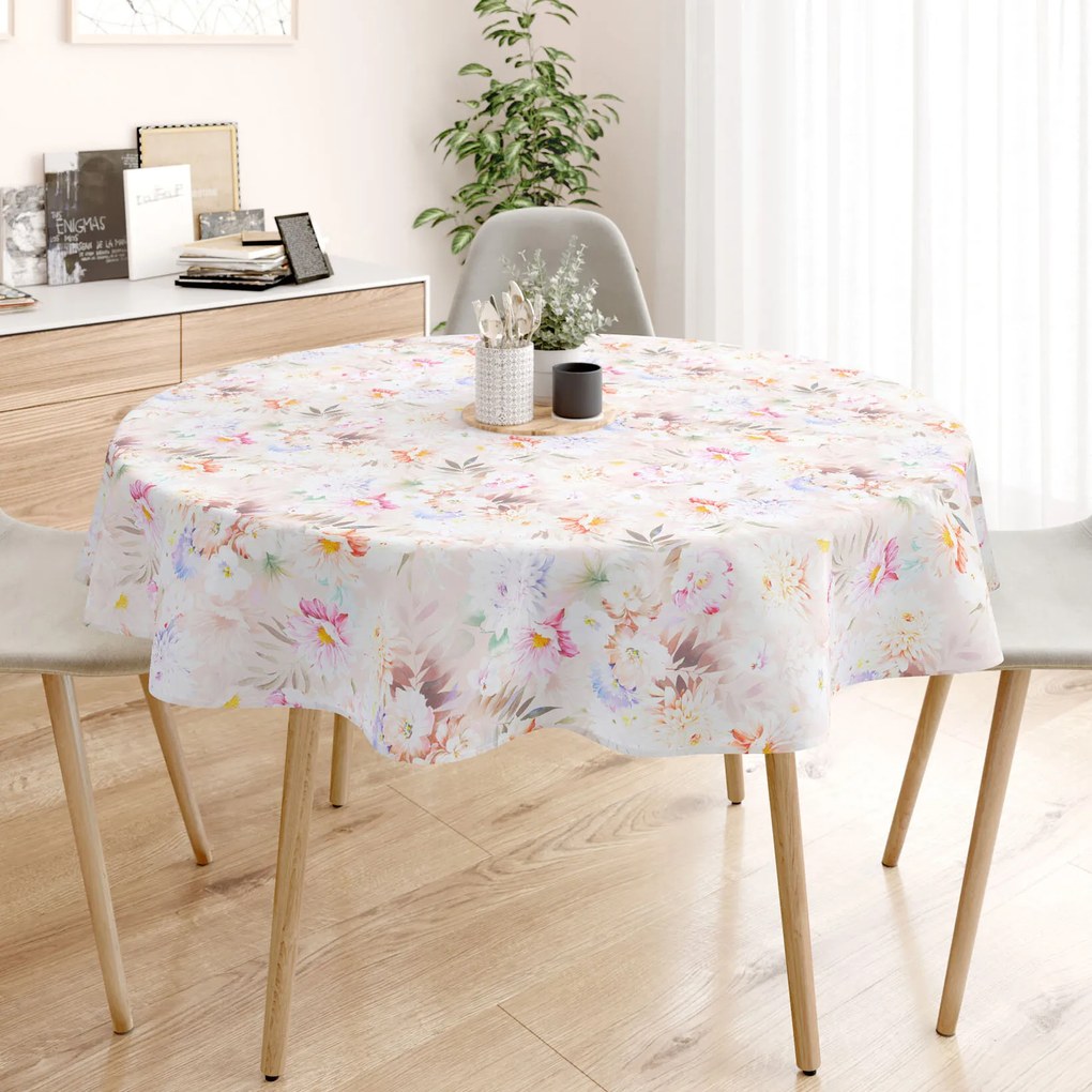 Goldea okrúhly obrus 100% bavlnené plátno deluxe - divoké kvety Ø 220 cm