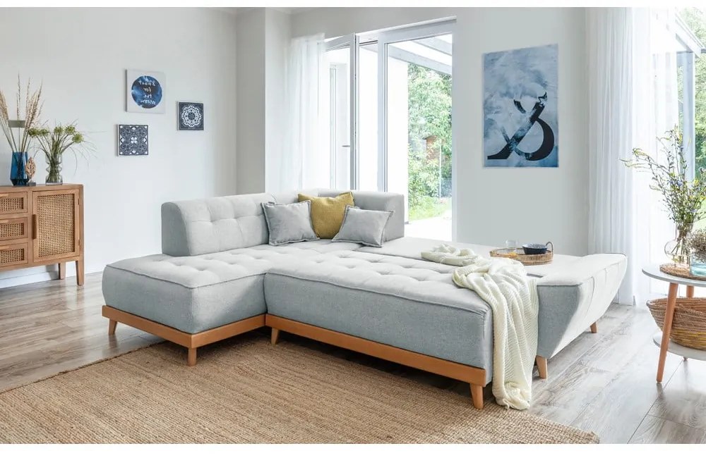 Svetlosivá rozkladacia rohová pohovka Miuform Dazzling Daisy L, ľavý roh