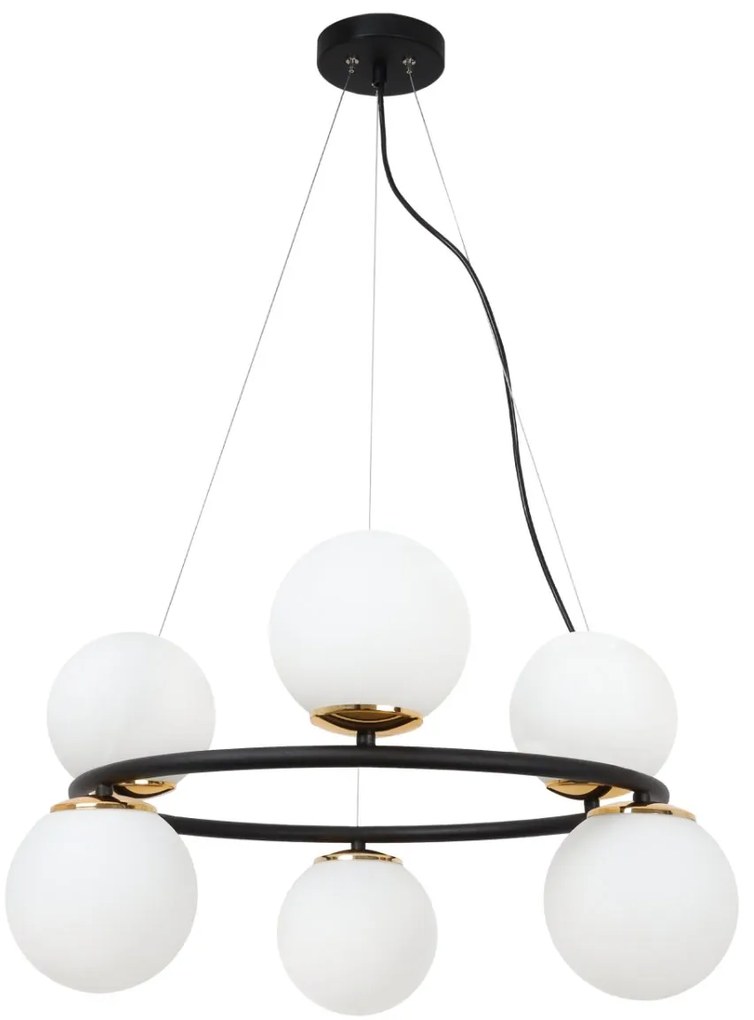 Závesné svietidlo Florence, 6x biele sklenené tienidlo, B/G, O