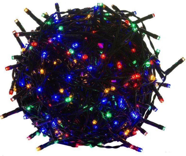 Vánoční LED osvětlení 20 m | barevné 200 LED | zelený kabel
