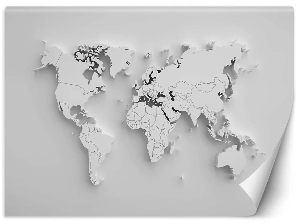 Fototapeta, Mapa světa Kontinenty 3D - 450x315 cm