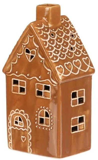 Keramický perníkový poschodový domček LED, hnedá