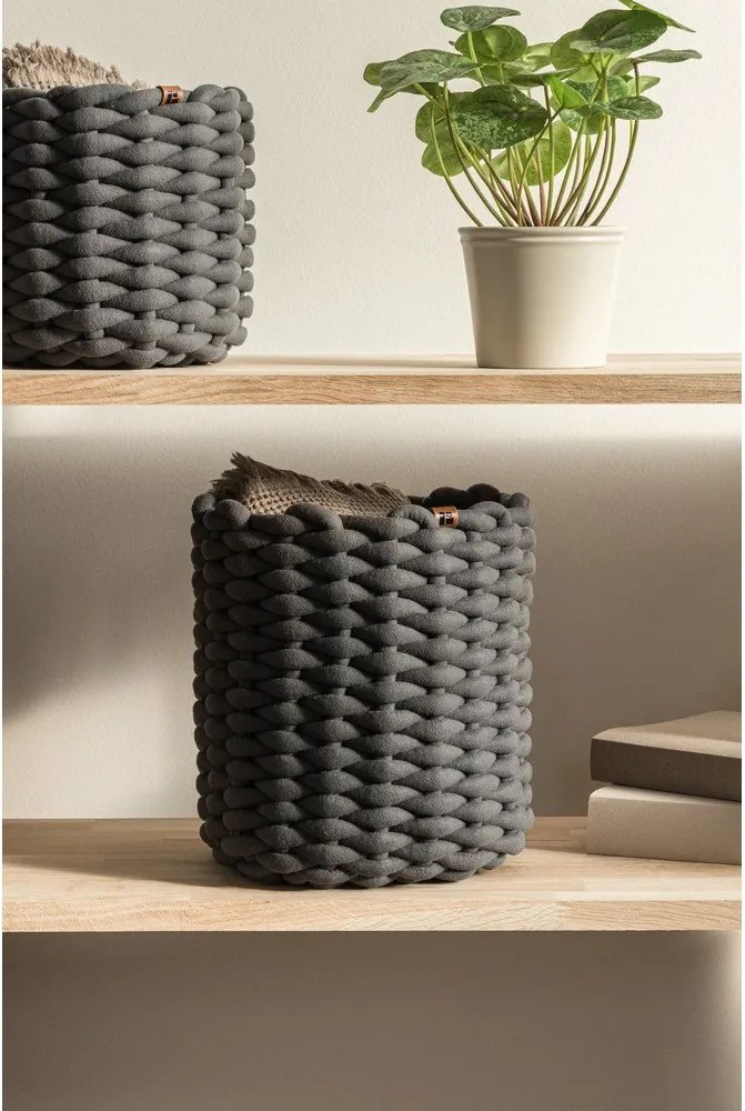 Látkový košík ø 25x25 cm Peach Skin Round M – Bigso