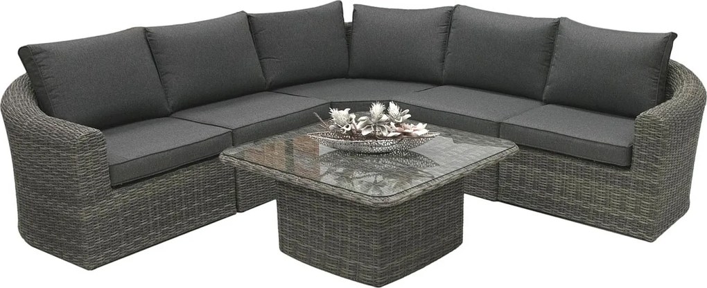 DEOKORK Ratanová modulová zostava BORNEO LUXURY pre 5 osôb (sivá)