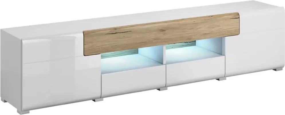 TV stolík Toledo 40 Biely Laminát - san remo/biely lesk - san remo