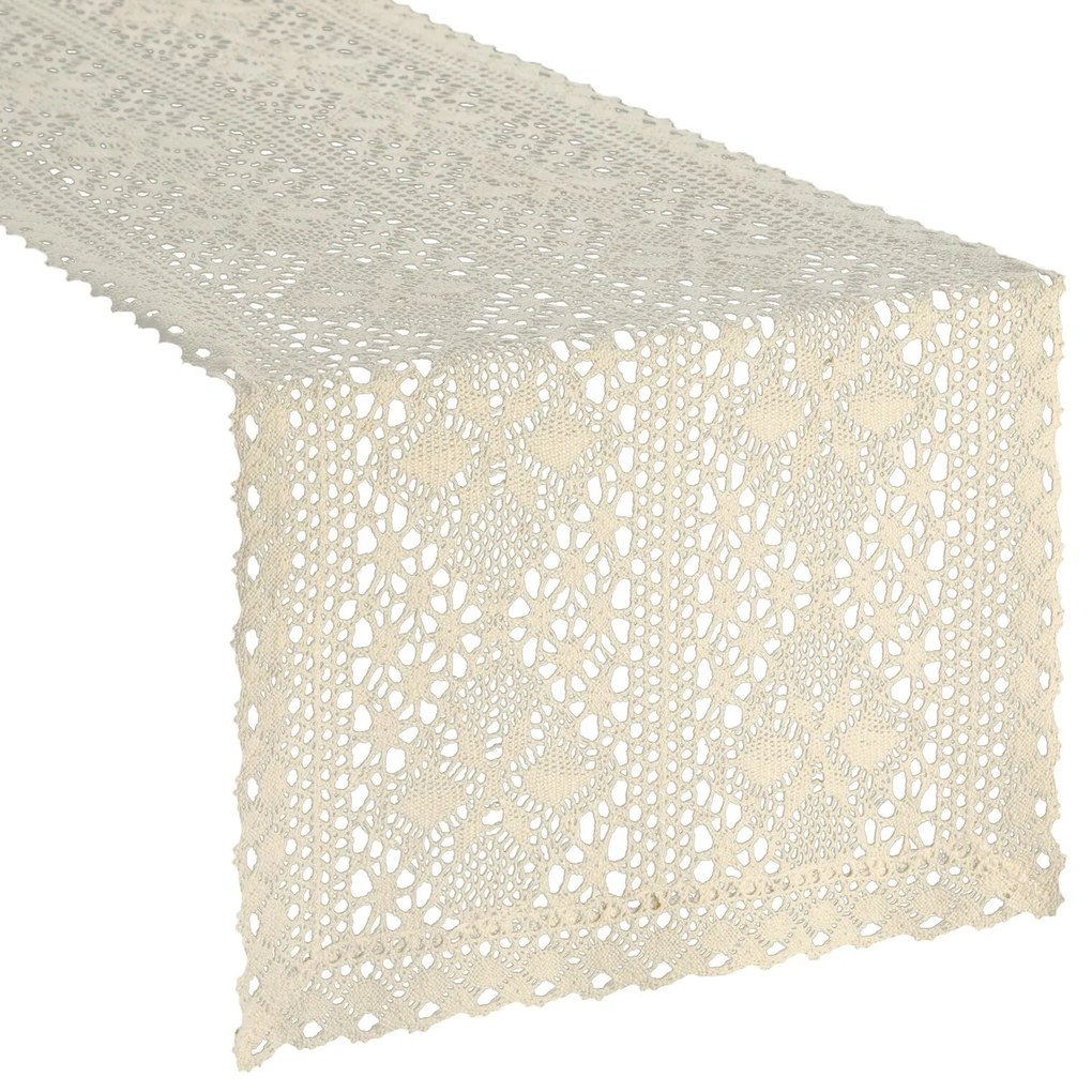 EUROFIRANY AŽÚROVÝ BEHÚŇ NA STÔL MARY 40X140 CM SVETLOBÉŽOVÝ