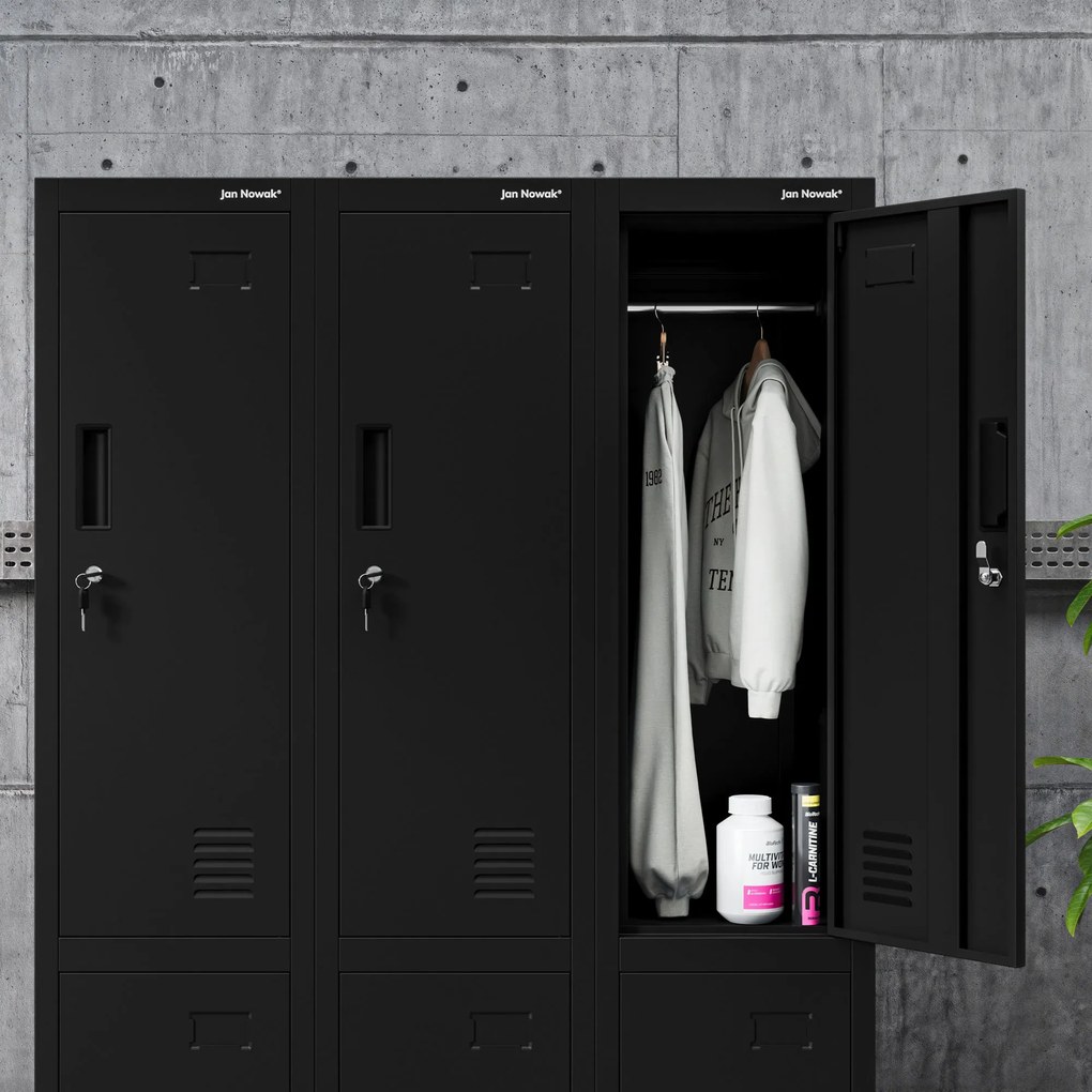 Šatníková skriňa pre zamestnancov čierna BARTEK 1 Plus 292 x 1720 x 450 mm