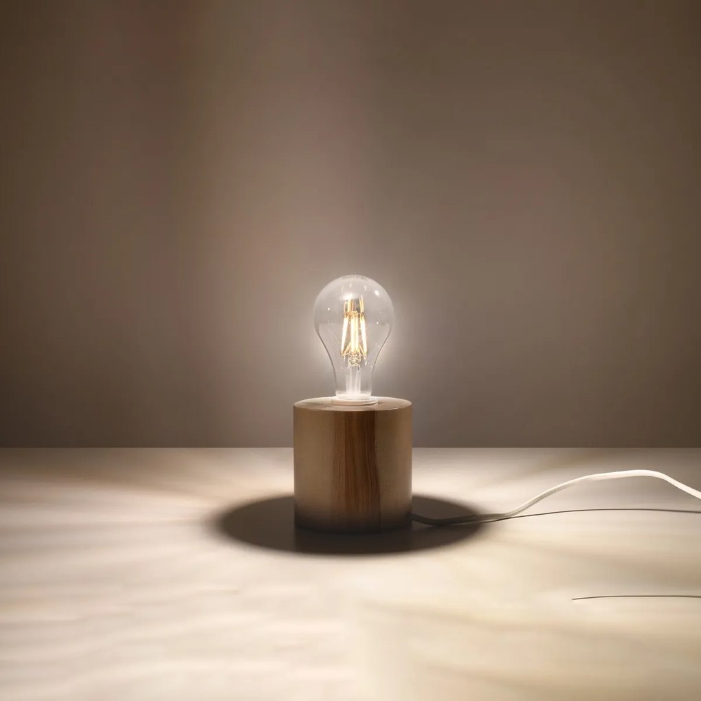 Stolná lampa Salgado, drevené telo svietidla