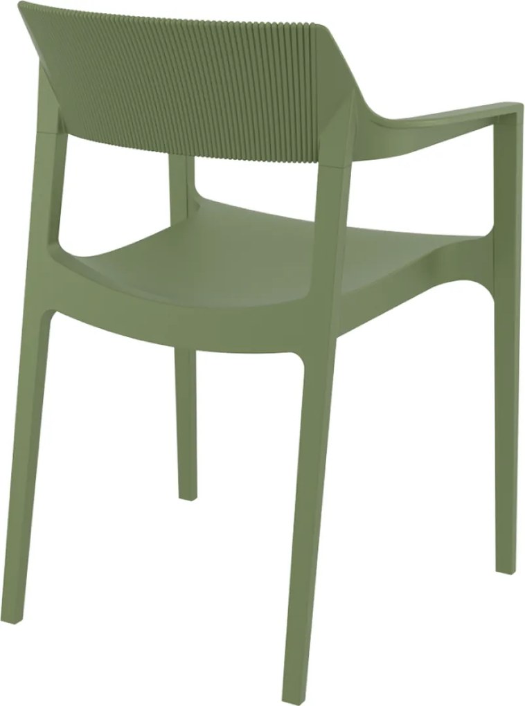 TULUM záhradná stolička s podrúčkami olive green