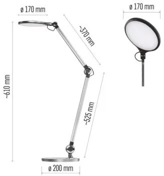 Stolná LED lampa Karen s bezdrôtovým nabíjaním čierna