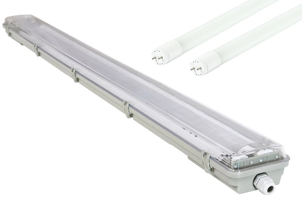 ECOLIGHT Svietidlo + 2x LED trubica mini plate - T8 - 120cm - 230V - IP65 - neutrálna biela