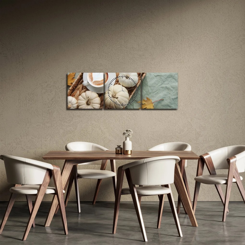 Obraz - Jesenný večierok (s hodinami) (90x30 cm)