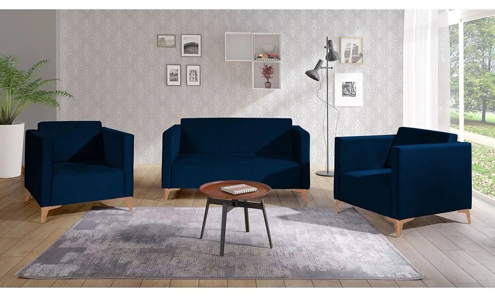 Sedacia súprava Denim 2+1+1, Dostupné poťahy: Solo 251, Farby nožičiek: biely lesk