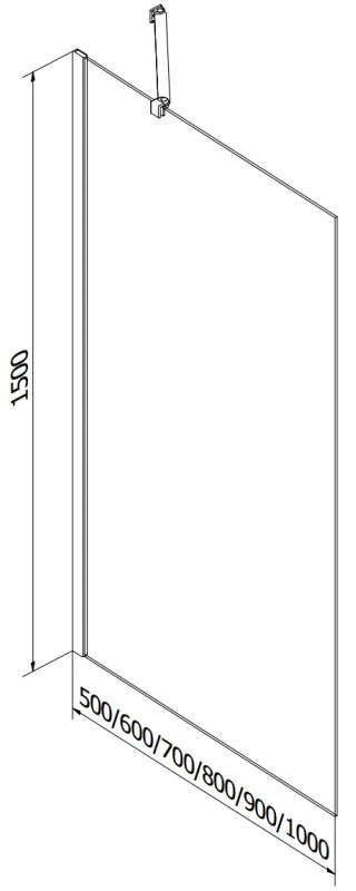 Mexen Next, 1-krídlová vaňová zástena 80 x 150 cm, 6mm sklo Ribs, brúsená grafitová, 895-080-000-00-09-66