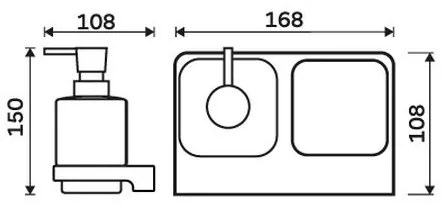 NIMCO MA 2905831C-26 - Nástenný dávkovač mydla a stojan na kefky MAYA 320 ml