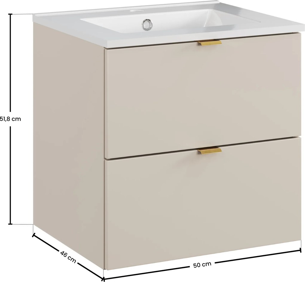 Comad Kúpeľňová skrinka s keramickým umývadlom Dalia Cashmere 50 cm - kašmír