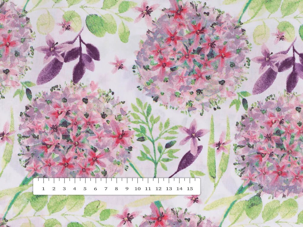Biante Bavlnený záves Sandra SA-385 Ružové cibuľové kvety na bielom 150x250 cm
