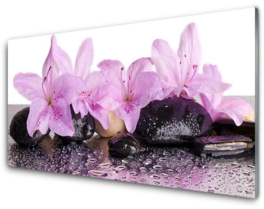 Skleneny obraz Kvety kamene zen kúpele 100x50cm