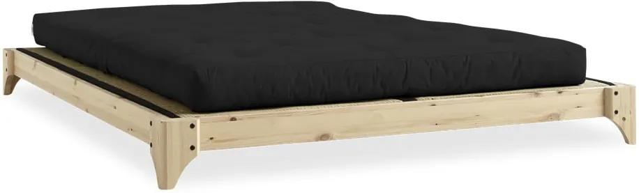 Dvojlôžková posteľ z borovicového dreva s matracom a tatami Karup Design Elan Comfort Mat Natural/Black, 160 × 200 cm
