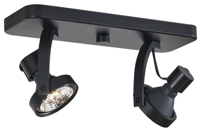 Dizajnový stropný reflektor čierny GU10 70mm 2-svetelný nastaviteľný - Vo