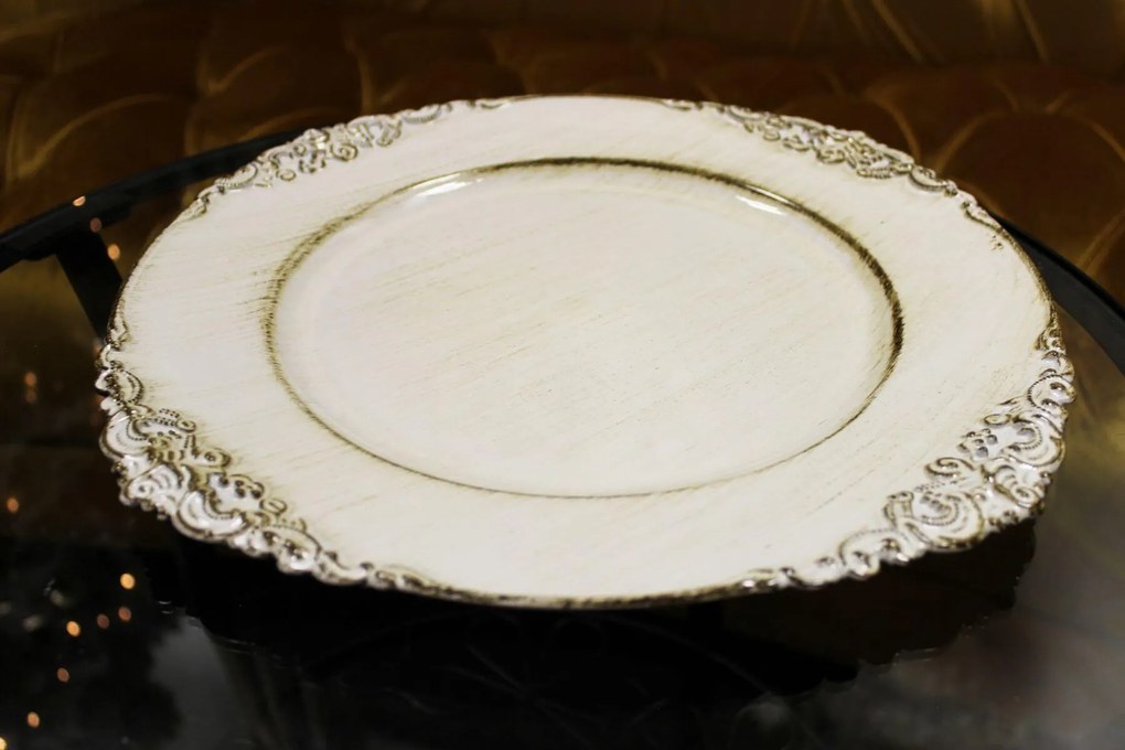 Krémový lesklý klubový tanier 35cm