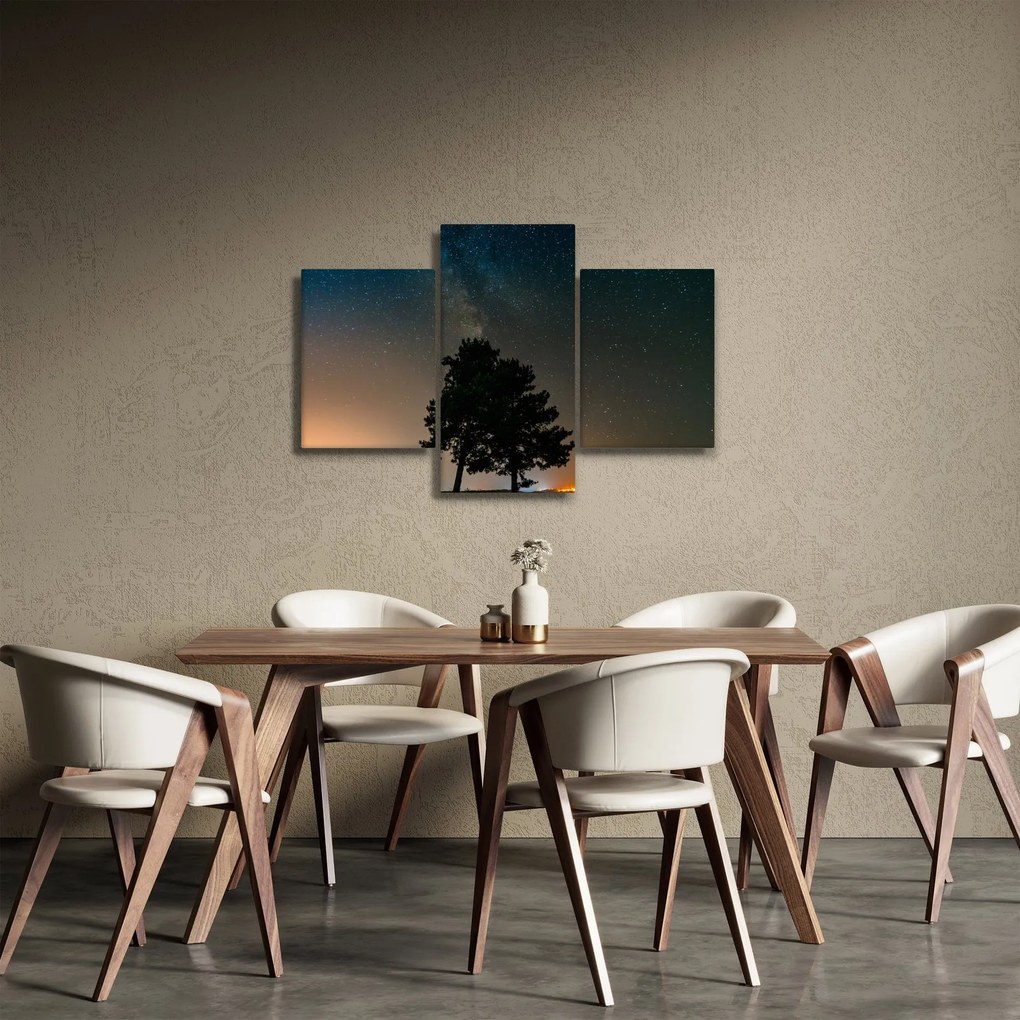 Obraz nočnej oblohy so stromami (90x60 cm)