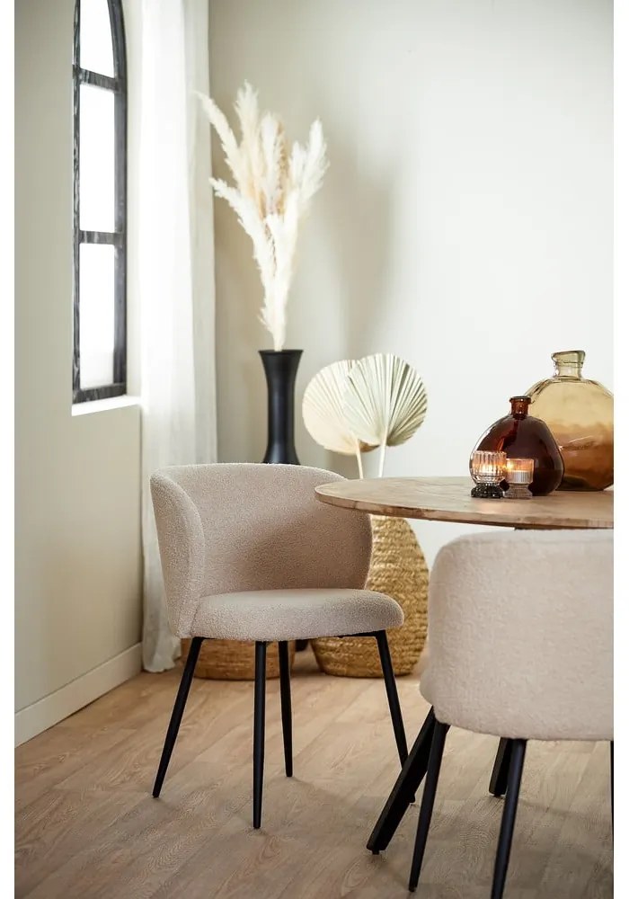 Béžové čalúnené jedálenské kreslo Elyna – Light & Living
