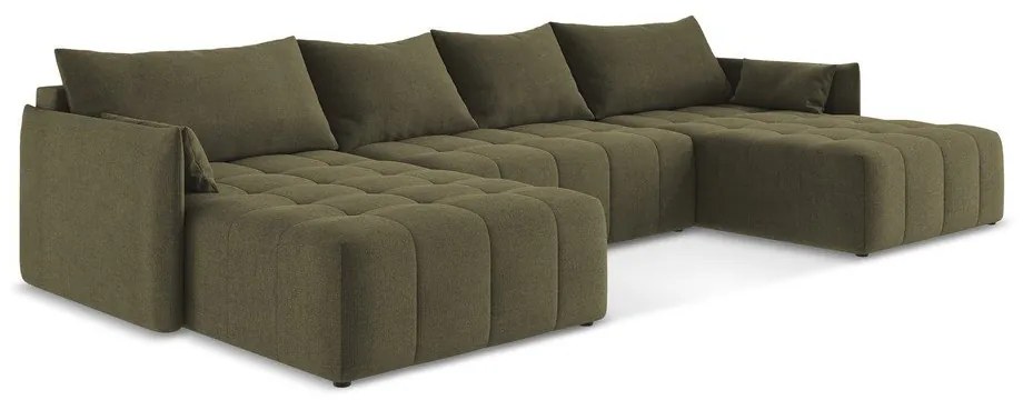 Khaki rozkladacia/s úložným priestorom rohová pohovka (do tvaru "U") Moku – Makamii