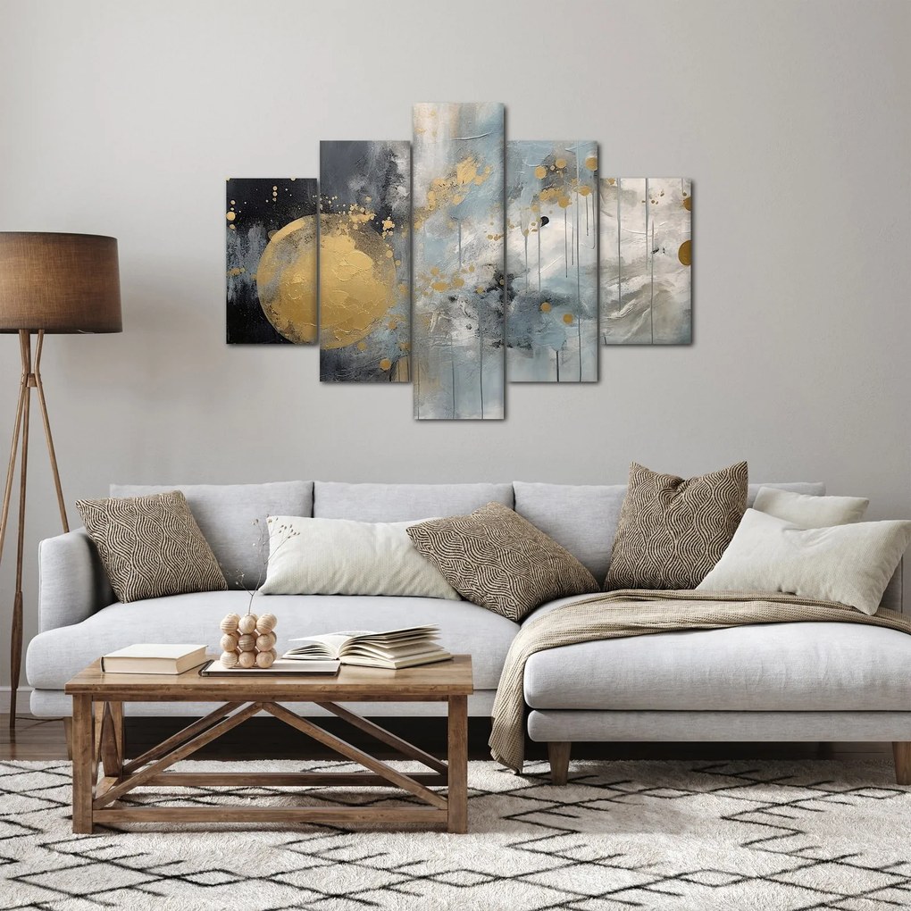 Obraz - Abstrakcia so zlatou guľou (150x105 cm)