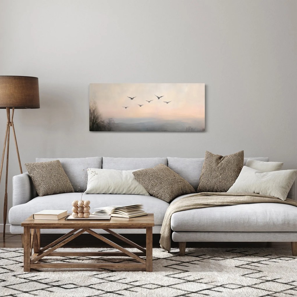 Obraz - Hejno vtákov (120x50 cm)
