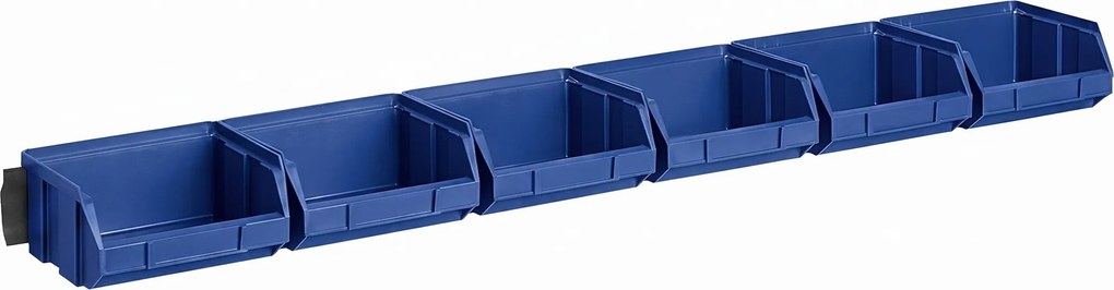 Oceľové lišty s plastovými boxmi, 6x box 100 x 95 x 50 mm