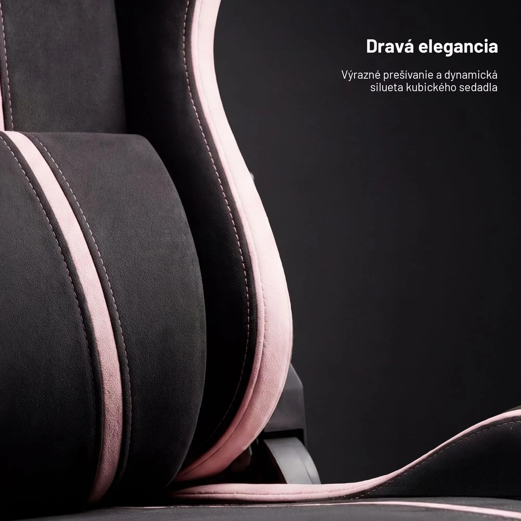 Herné kreslo z látkovým poťahom Normal Size, čierno-ružovej farbe: Diablo X-One 2.0 Akira Pink