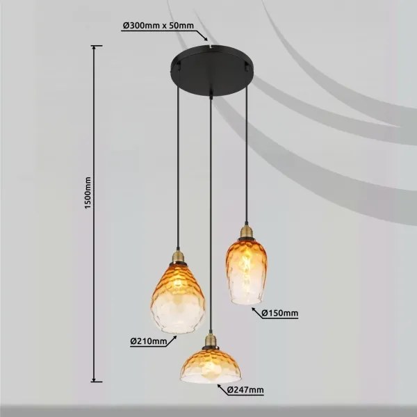 Globo 15786-3H1 - Luster na lanku SALVY 3xE27/60W/230V pr. 46 cm oranžová