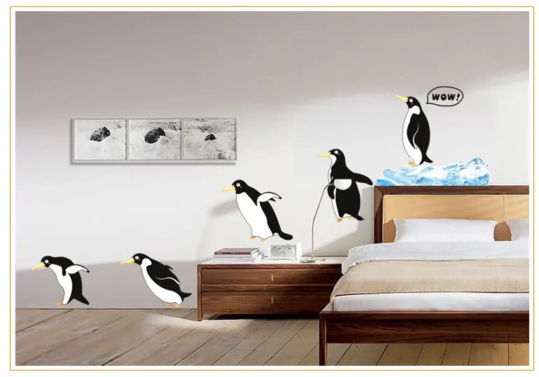Veselá Stena Samolepka na stenu na stenu Tučniaci na prechádzke
