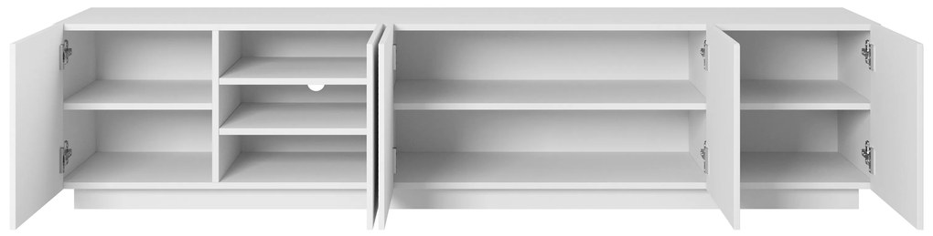 TV stolík Asha 200 cm na sokli - biely mat