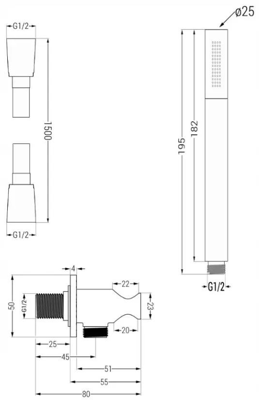 Mexen KAI - 3-výstupová podomietková sprchová sada 6v1, zlatá, 77602-50set