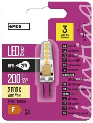 EMOS LED žiarovka, G4, 2W, teplá biela
