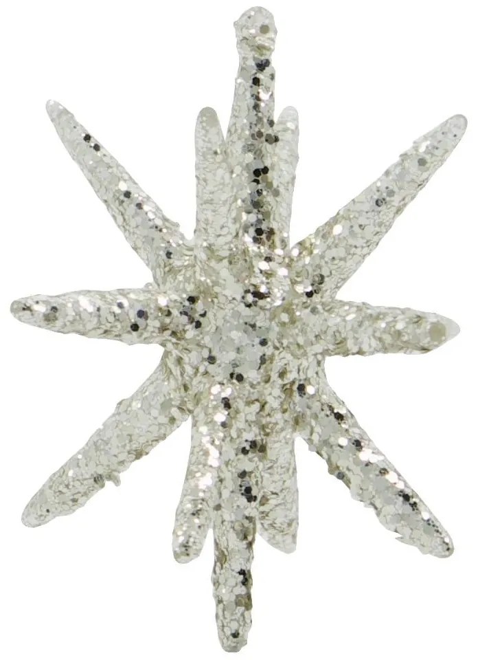House Doctor Vianočná ozdoba Spike Small Silver Glitter – set 4 ks