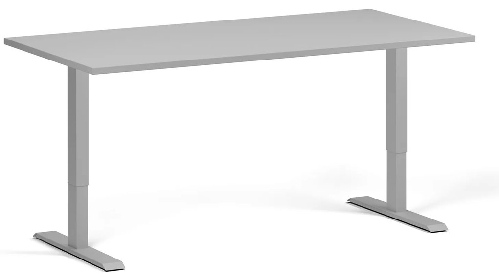 Výškovo nastaviteľný stôl, 160x80 cm, 1 motor, sivá podnož, sivá