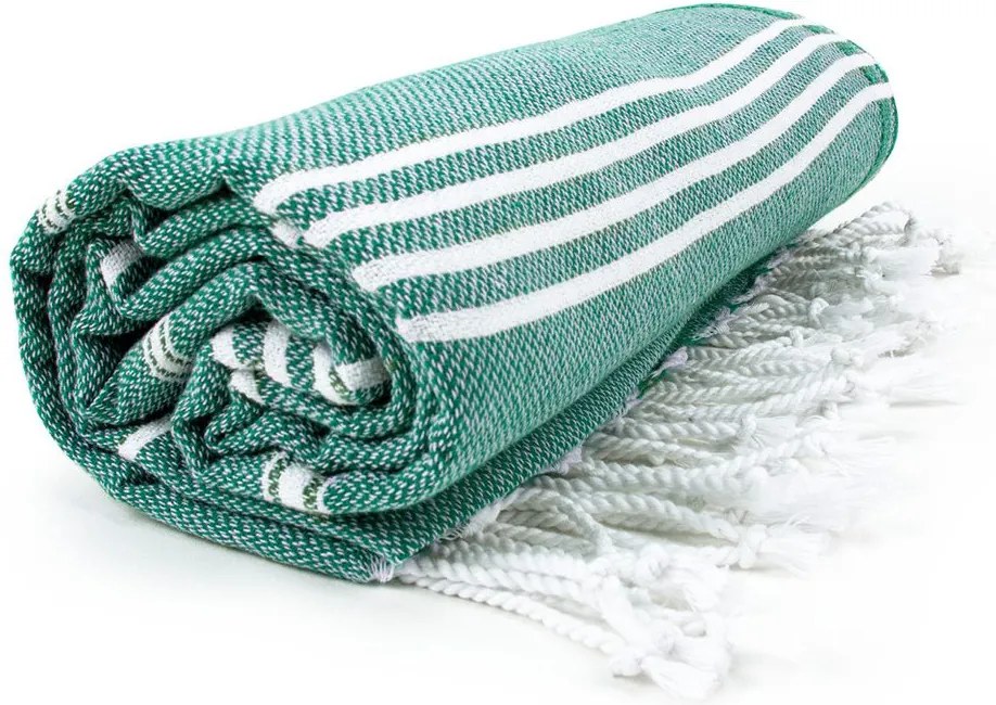 The One Towelling Plážová osuška Hamam Sultan - Petrolejová / biela | 100 x 180 cm