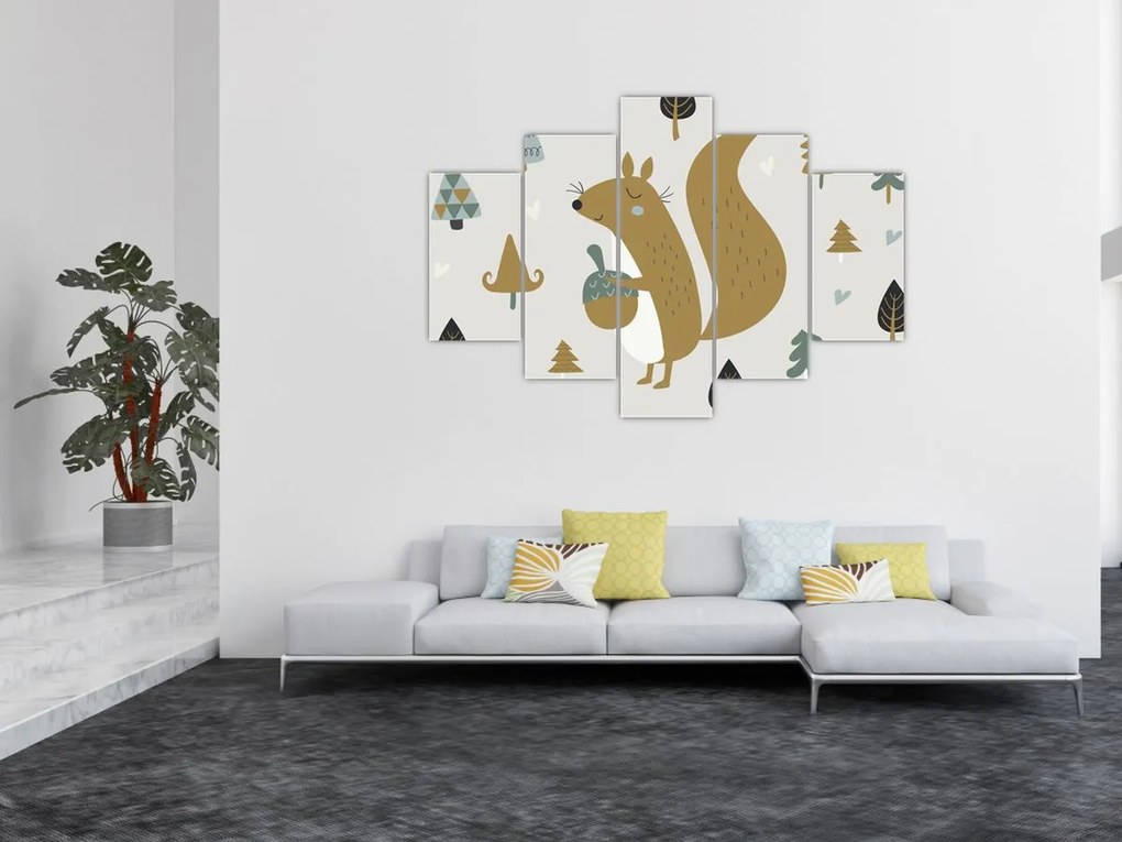 Obraz - Veverička s orieškom (150x105 cm)