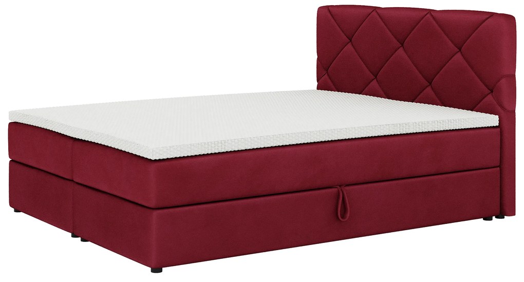 Manželská posteľ Boxspring 140x200 cm Karum Comfort (bordová) (s roštom a matracom). Akcia -20%. Vlastná spoľahlivá doprava až k Vám domov. 1056022