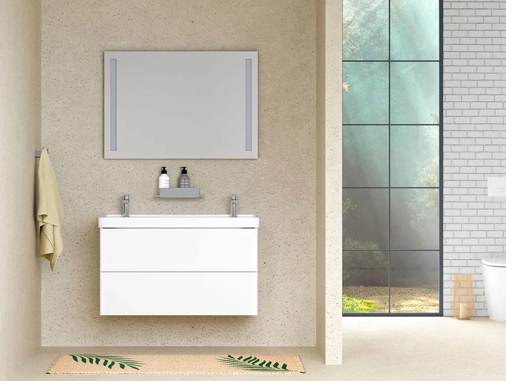 Mereo Mereo, Siena, kúpeľňová skrinka s umývadlom z liateho mramoru 101 cm, pre 2 batérie, MER-CN412M2