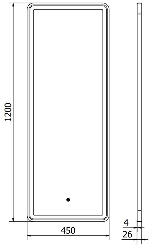 Mexen Coro, LED kúpeľňové zrkadlo s podsvietením a čiernym rámom 45x120 cm, 6000K, ochrana proti zahmlievaniu, 9817-045-120-611-70