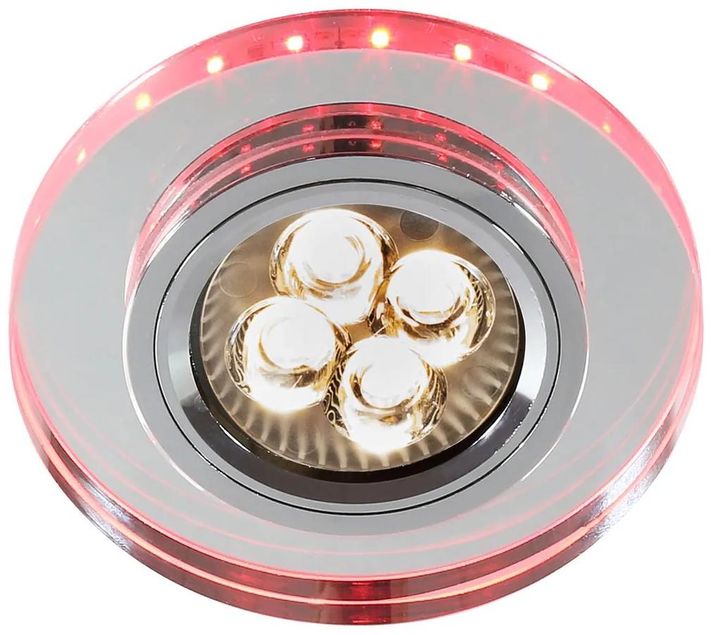 CLX Stropné LED podhľadové osvetlenie KATJA, 1xGU10 50W + LED 2,1 W, 9cm, okrúhle, červenoružové