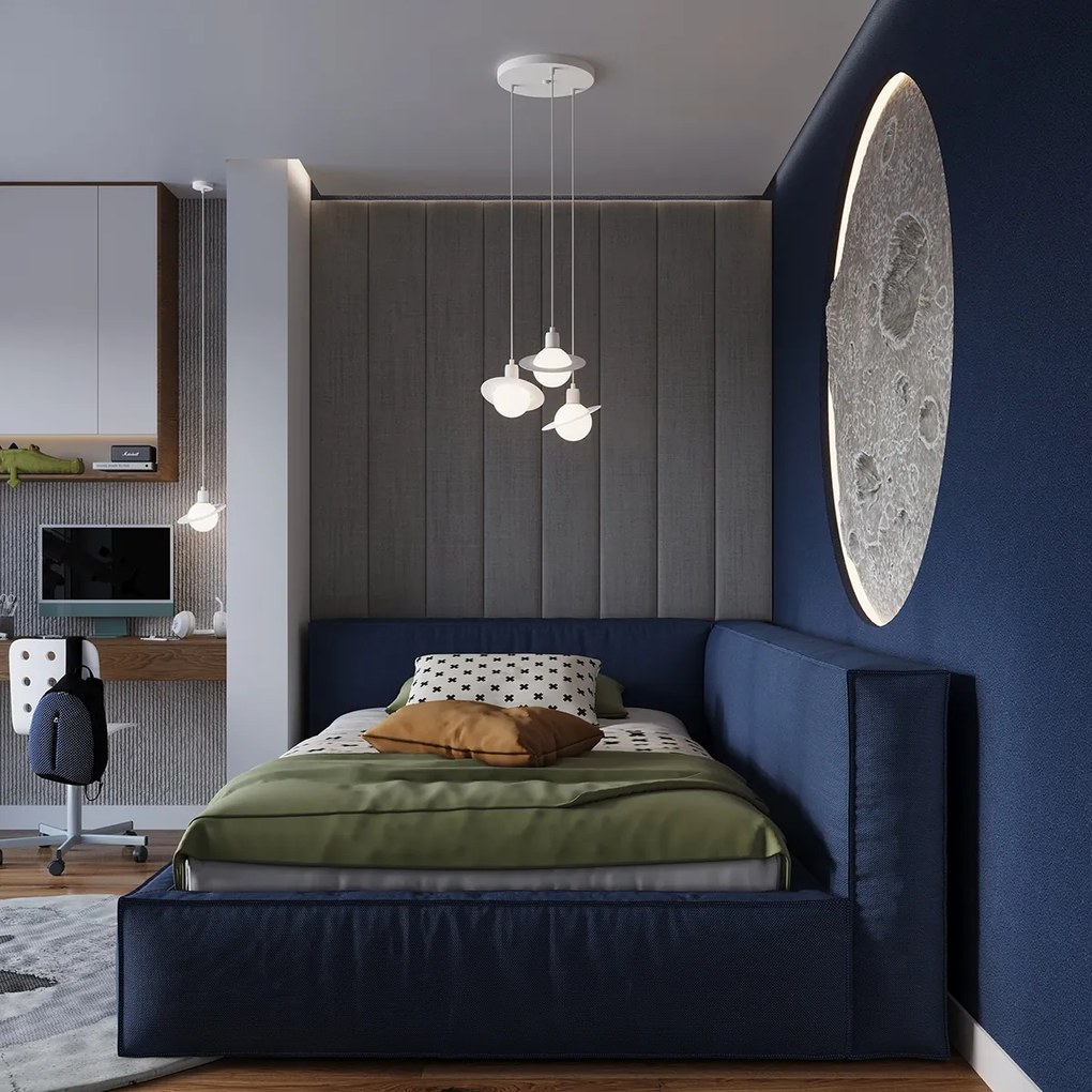 Závesné svietidlo Hyperion, 1x sklenené/biele kovové tienidlo