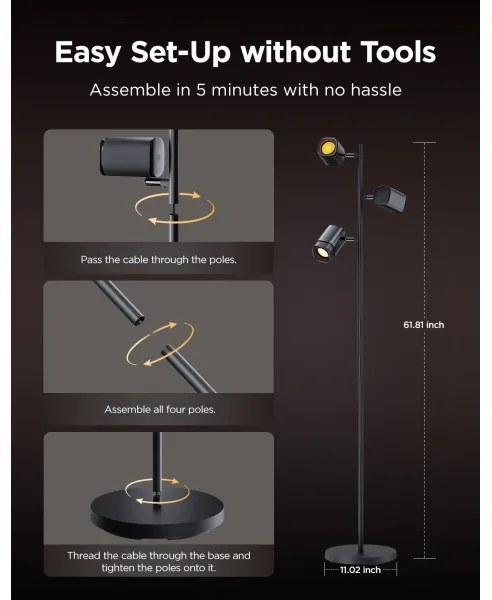 Govee - LED RGBICWW Stmievateľná stojacia lampa TREE MATTER LED/48W/230V Wi-Fi