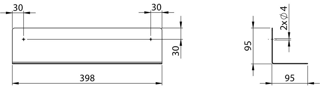 Aqualine Aqualine, Polička 398x95x95mm, čierna matná, 33216