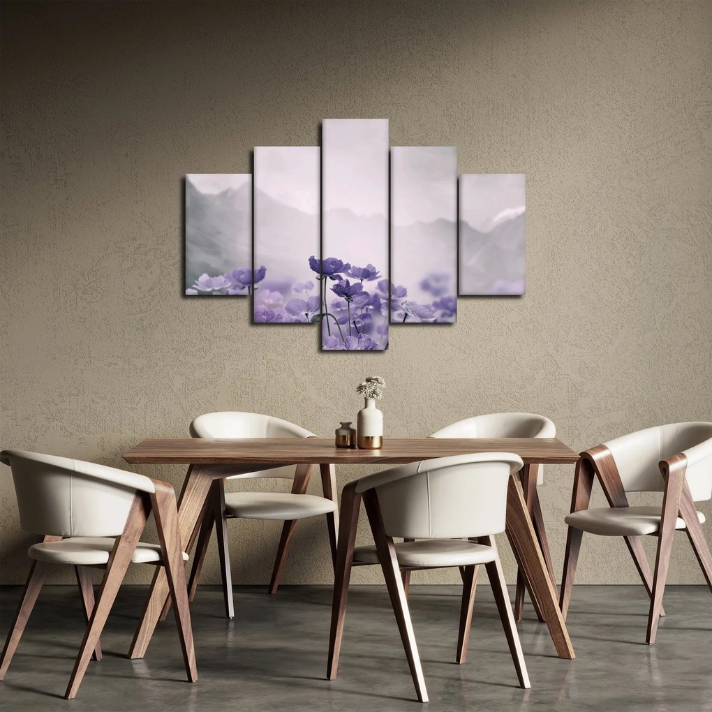 Obraz - Fialové kvety v horách (150x105 cm)