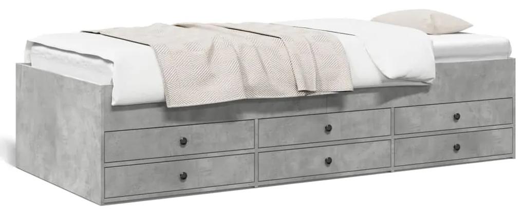 Denná posteľ so zásuvkami betónovosivá 100x200 cm kompoz. drevo 3280870